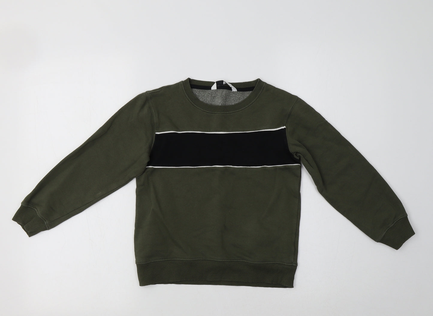 Very Boys Green Striped Cotton Pullover Sweatshirt Size 8 Years