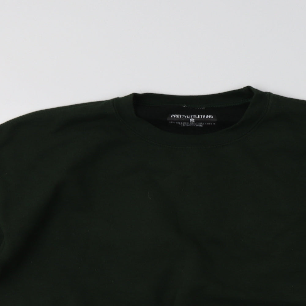 PRETTYLITTLETHING Womens Green  Cotton Pullover Sweatshirt Size S