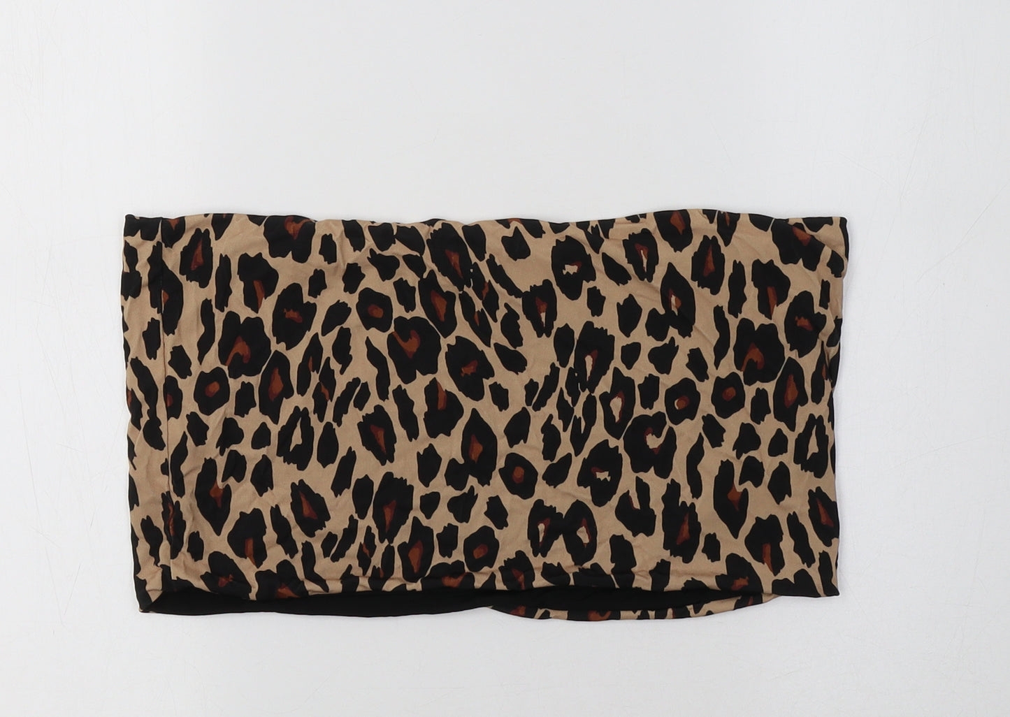 New Look Womens Brown Animal Print Polyester Cropped Tank Size 16 Off the Shoulder - Boob Tube
