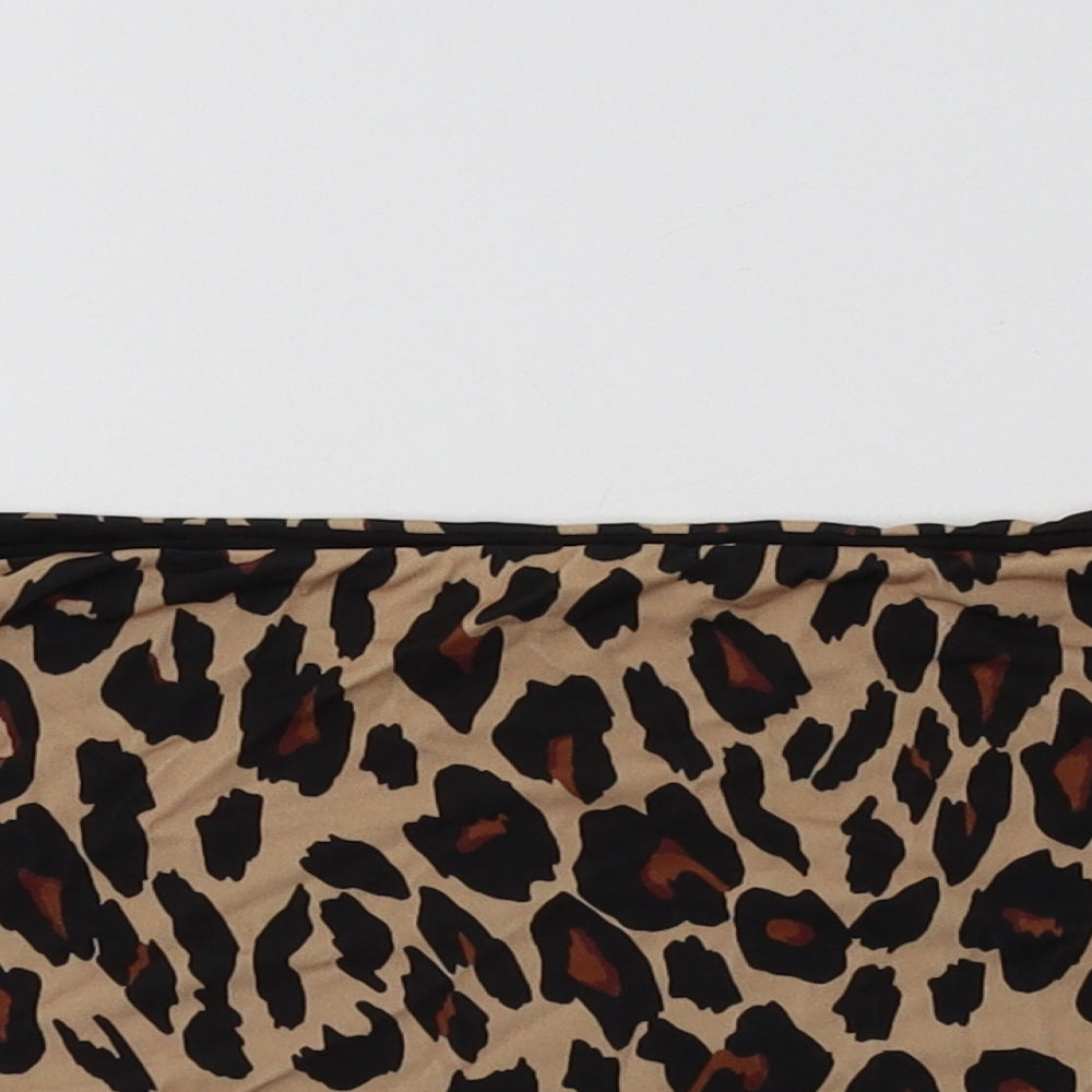 New Look Womens Brown Animal Print Polyester Cropped Tank Size 16 Off the Shoulder - Boob Tube