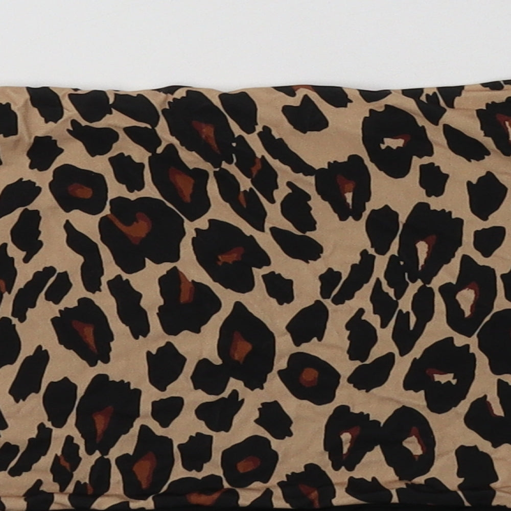 New Look Womens Brown Animal Print Polyester Cropped Tank Size 16 Off the Shoulder - Boob Tube