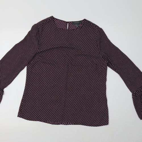 Primark Womens Purple Polka Dot Polyester Basic Blouse Size 12 Crew Neck