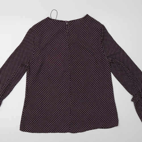 Primark Womens Purple Polka Dot Polyester Basic Blouse Size 12 Crew Neck