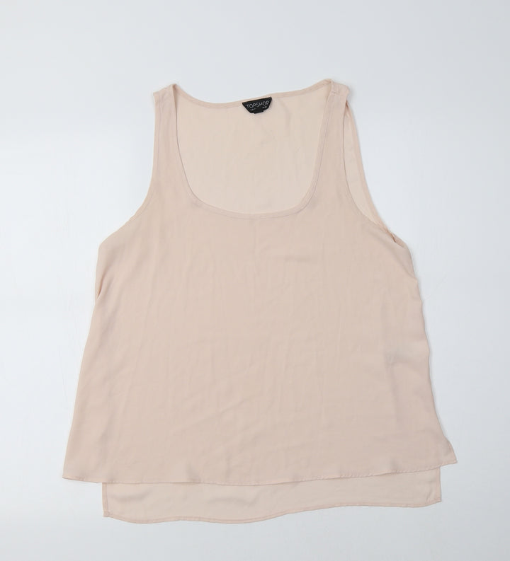 Topshop Womens Pink  Polyester Basic Tank Size 10 Scoop Neck