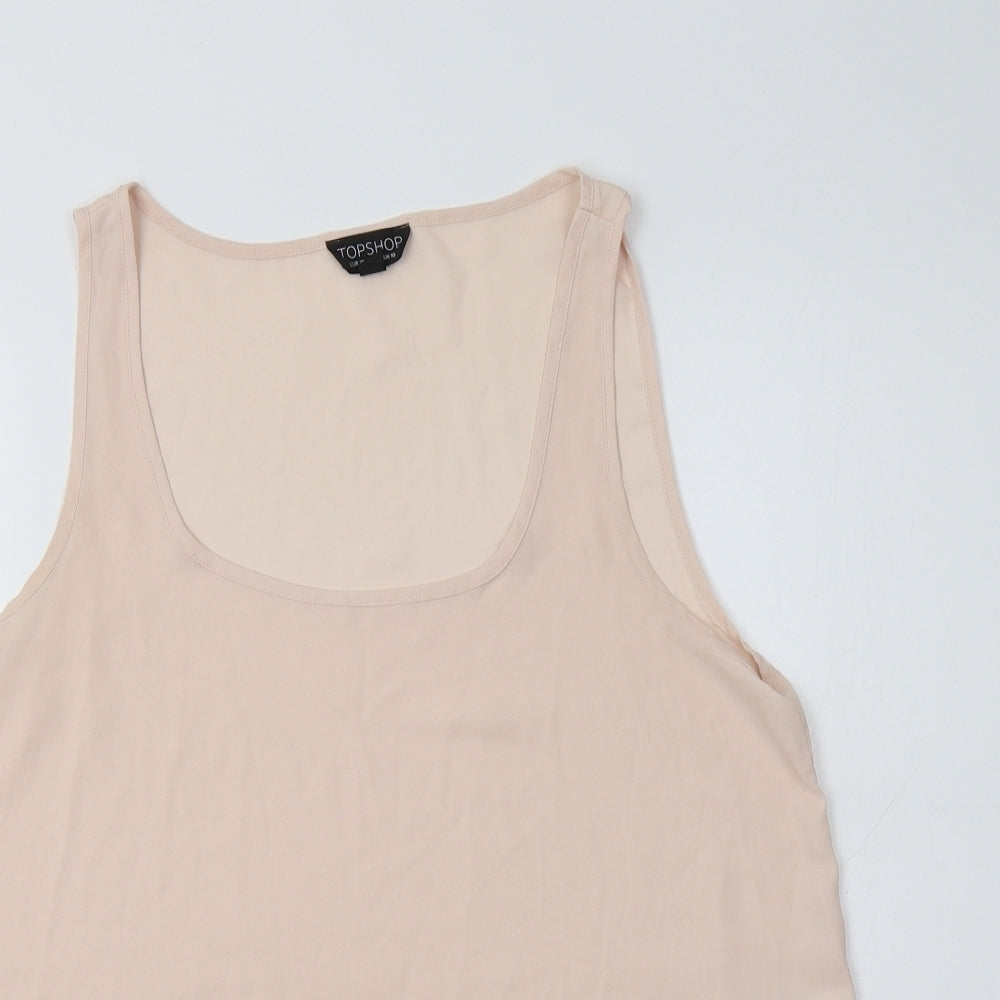 Topshop Womens Pink  Polyester Basic Tank Size 10 Scoop Neck