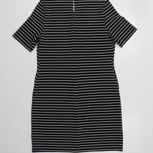 Papaya Womens Black Striped Polyester Bodycon  Size 10  Round Neck