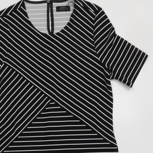 Papaya Womens Black Striped Polyester Bodycon  Size 10  Round Neck