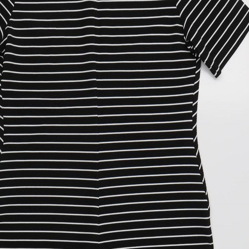 Papaya Womens Black Striped Polyester Bodycon  Size 10  Round Neck