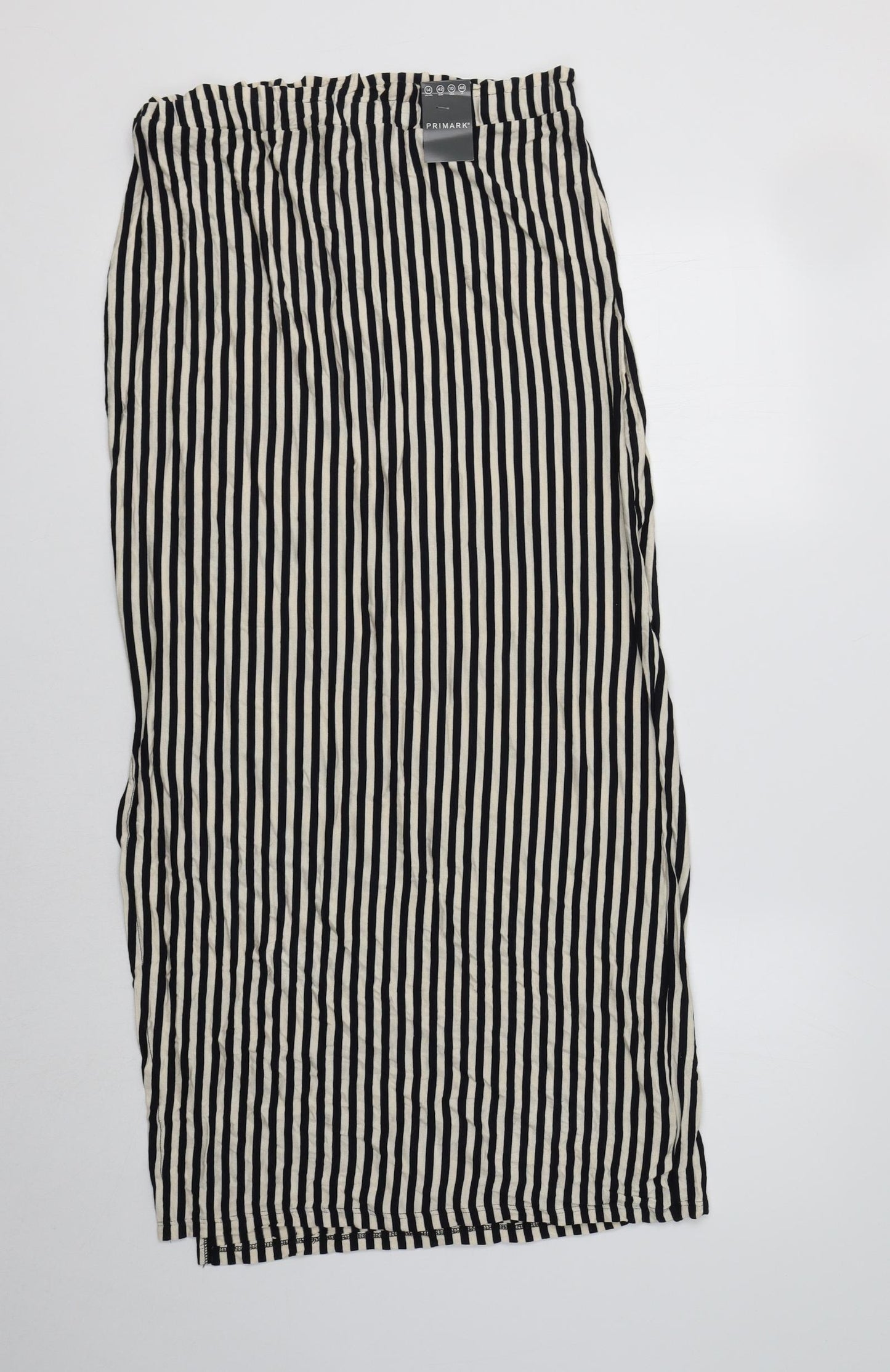 Primark Womens Ivory Striped Viscose Maxi Skirt Size 14