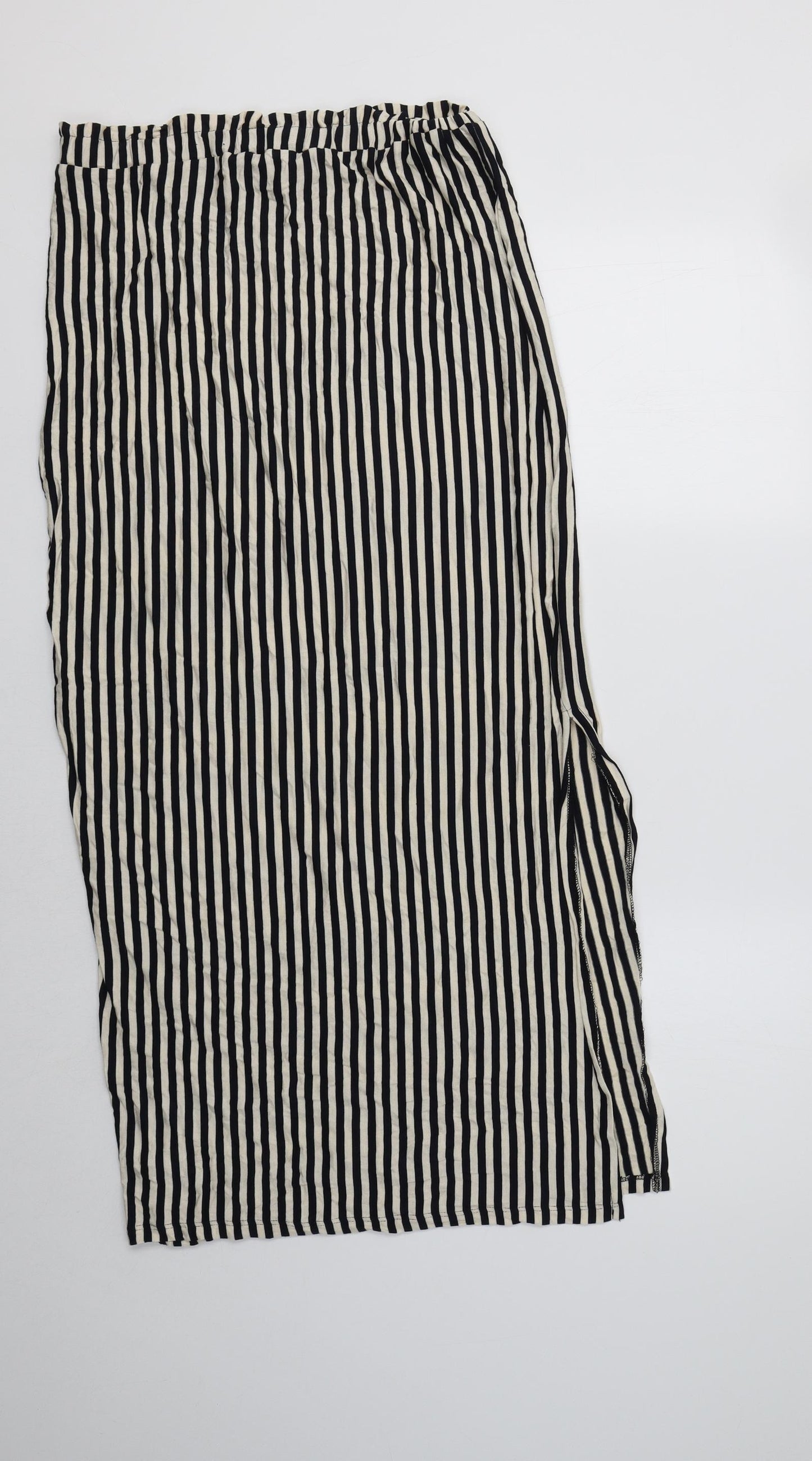 Primark Womens Ivory Striped Viscose Maxi Skirt Size 14