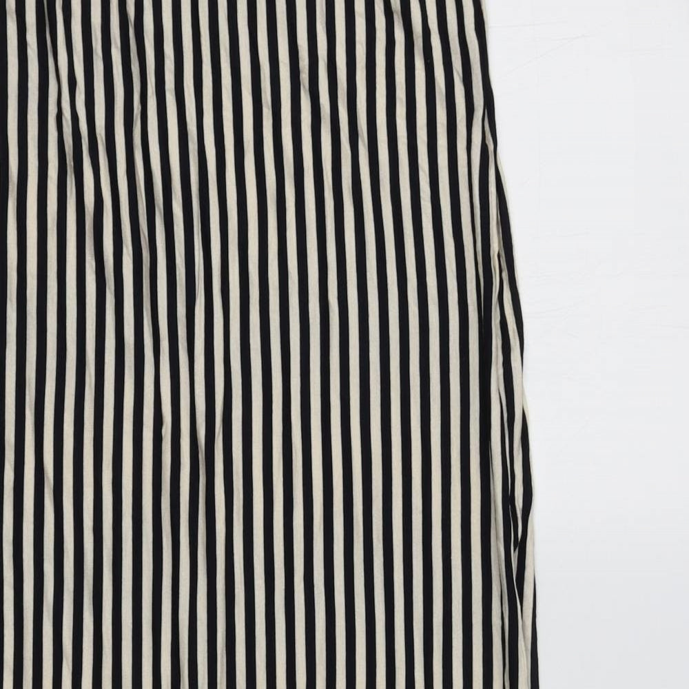 Primark Womens Ivory Striped Viscose Maxi Skirt Size 14