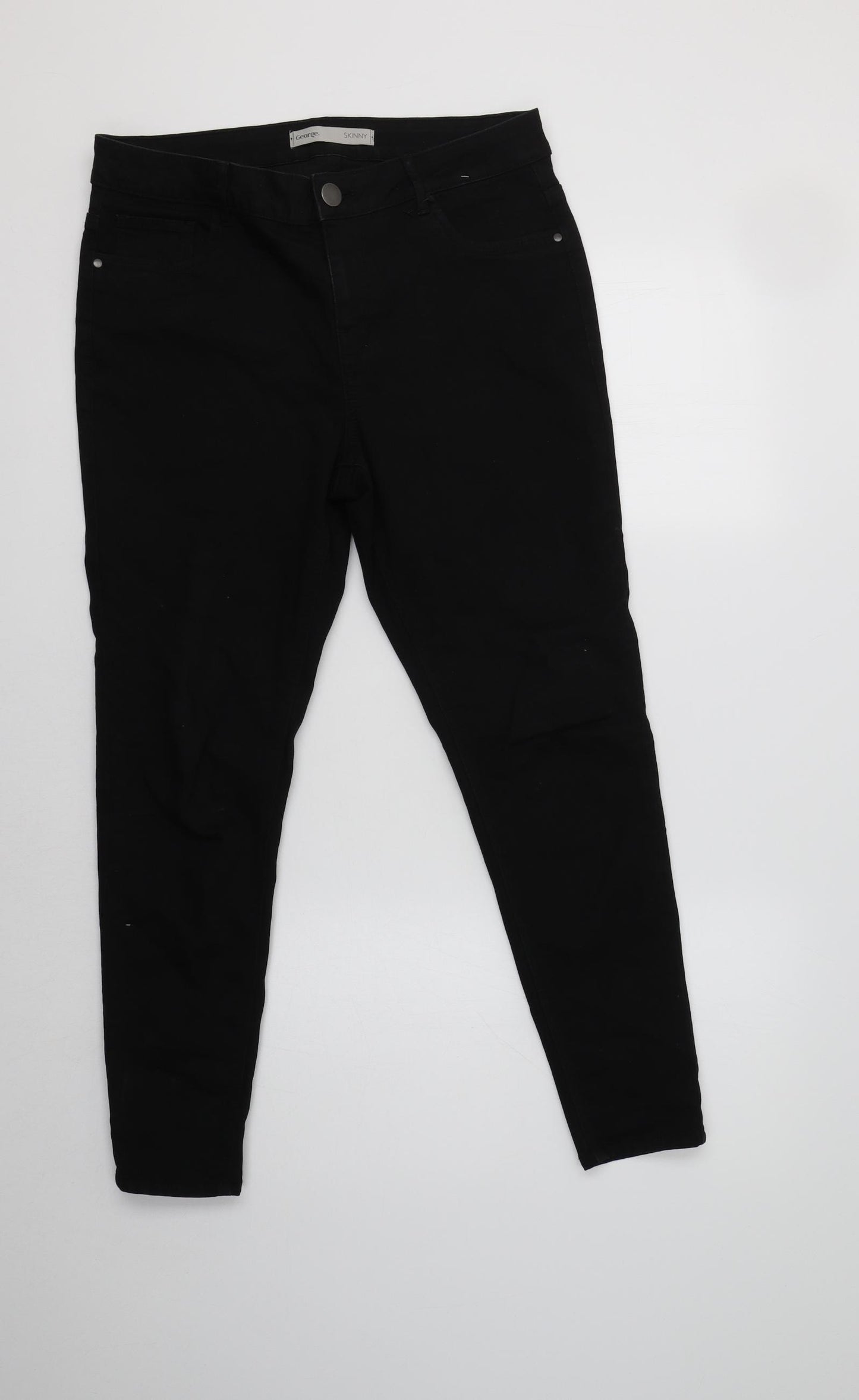 George Womens Black  Cotton Skinny Jeans Size 14 L28 in Regular