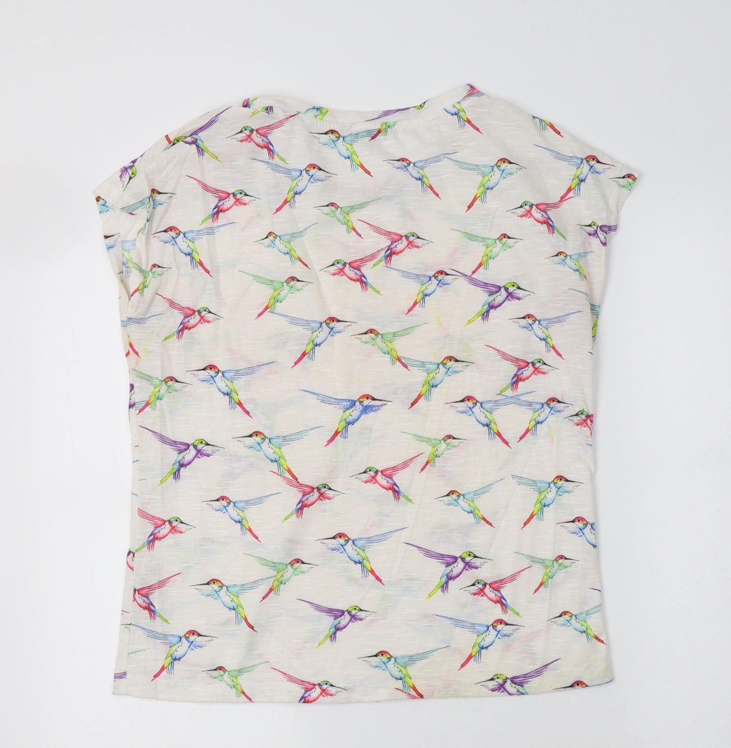 NEXT Womens Ivory  Polyester Basic Blouse Size 8 Round Neck - Hummingbird Print