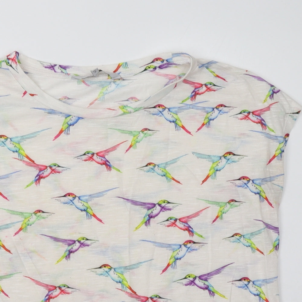 NEXT Womens Ivory  Polyester Basic Blouse Size 8 Round Neck - Hummingbird Print