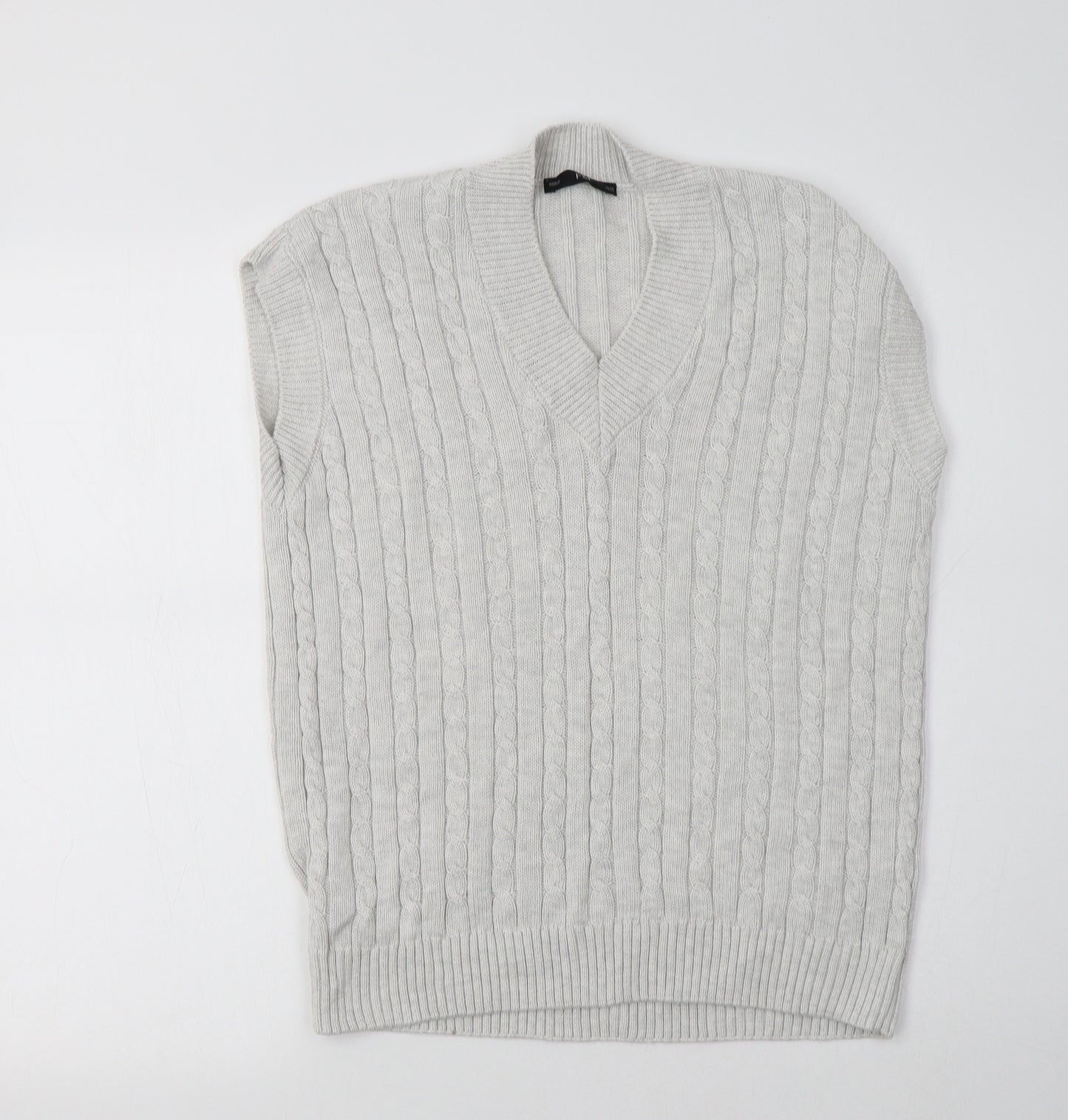 F&F Mens Grey V-Neck  Acrylic Vest Jumper Size XS
