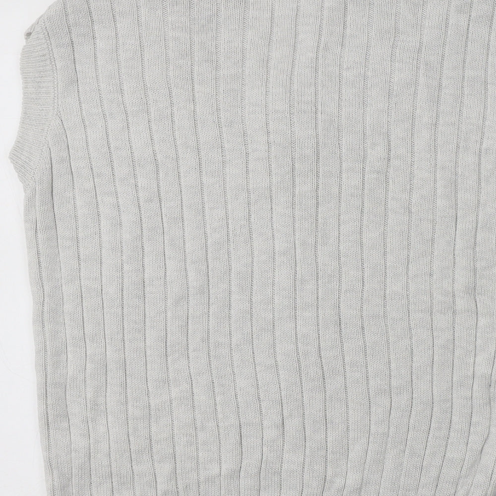 F&F Mens Grey V-Neck  Acrylic Vest Jumper Size XS