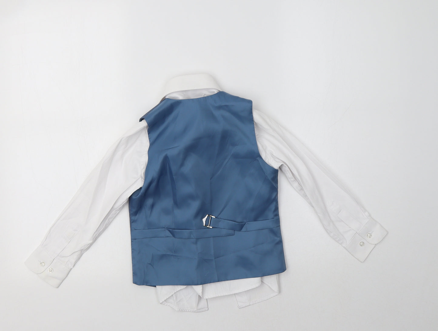 Paisley Of London Boys White  Polyester Basic Dress Shirt Size 4 Years Collared  - Shirt, Tie and Waistcoat Set