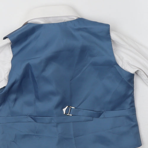 Paisley Of London Boys White  Polyester Basic Dress Shirt Size 4 Years Collared  - Shirt, Tie and Waistcoat Set