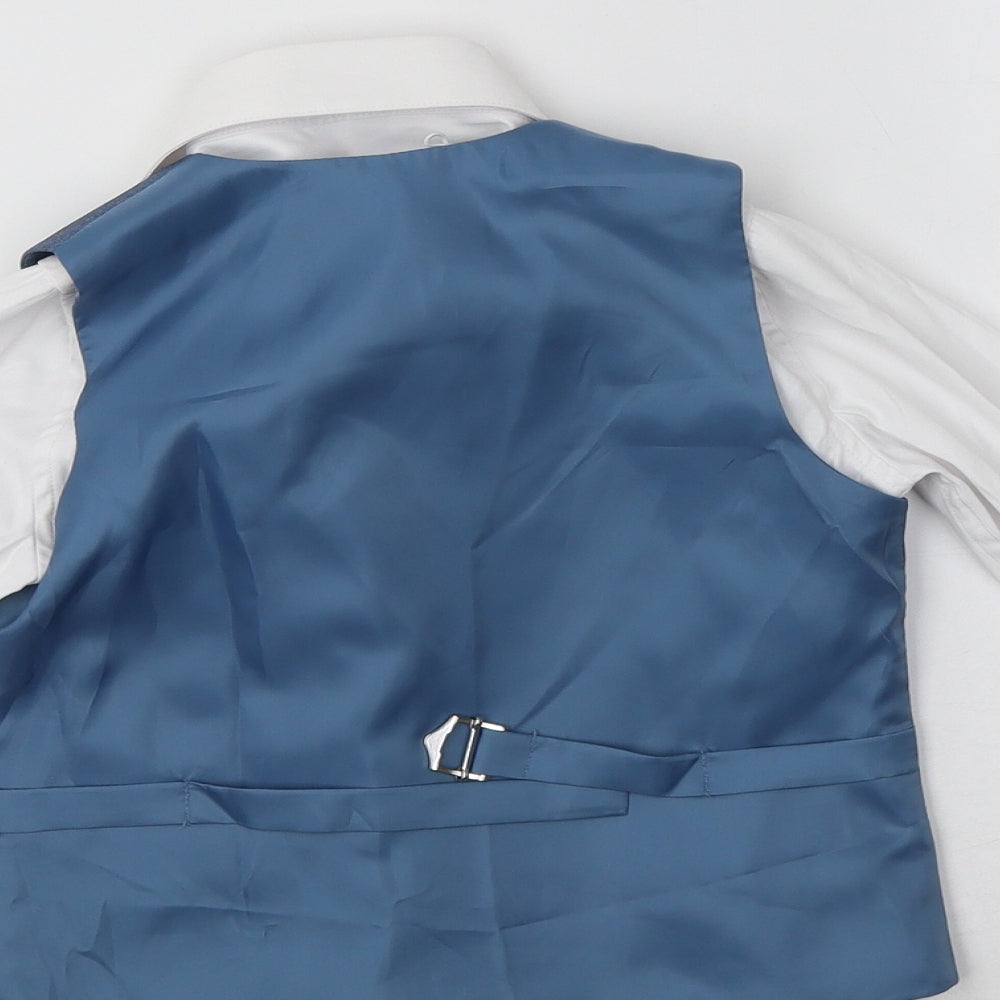 Paisley Of London Boys White  Polyester Basic Dress Shirt Size 4 Years Collared  - Shirt, Tie and Waistcoat Set