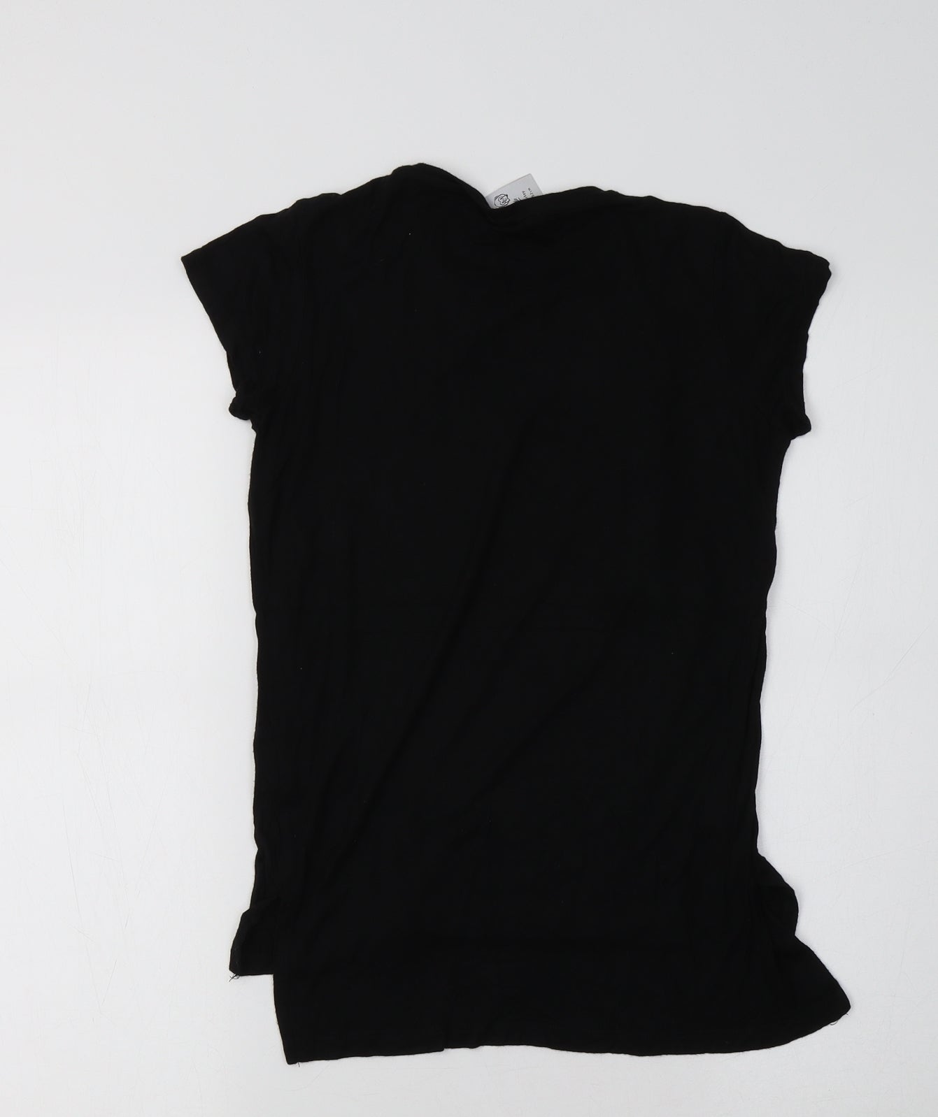 Primark Girls Black  Viscose Basic T-Shirt Size 11-12 Years Crew Neck  - Happy