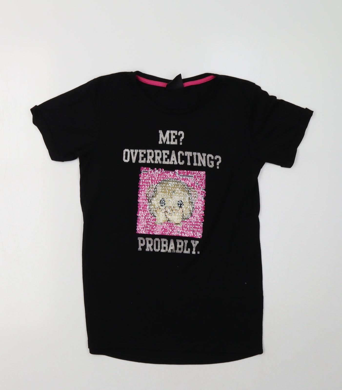 Primark Girls Black  Polyester Basic T-Shirt Size 11-12 Years Crew Neck