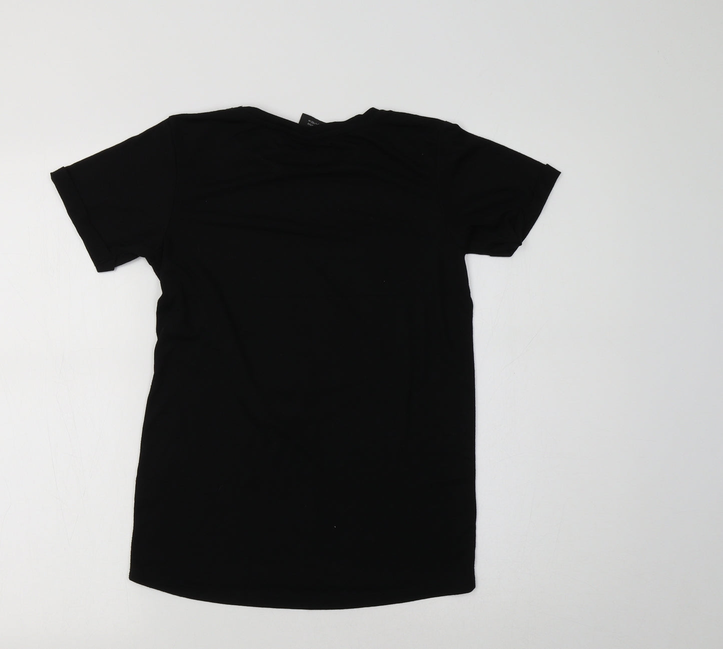 Primark Girls Black  Polyester Basic T-Shirt Size 11-12 Years Crew Neck