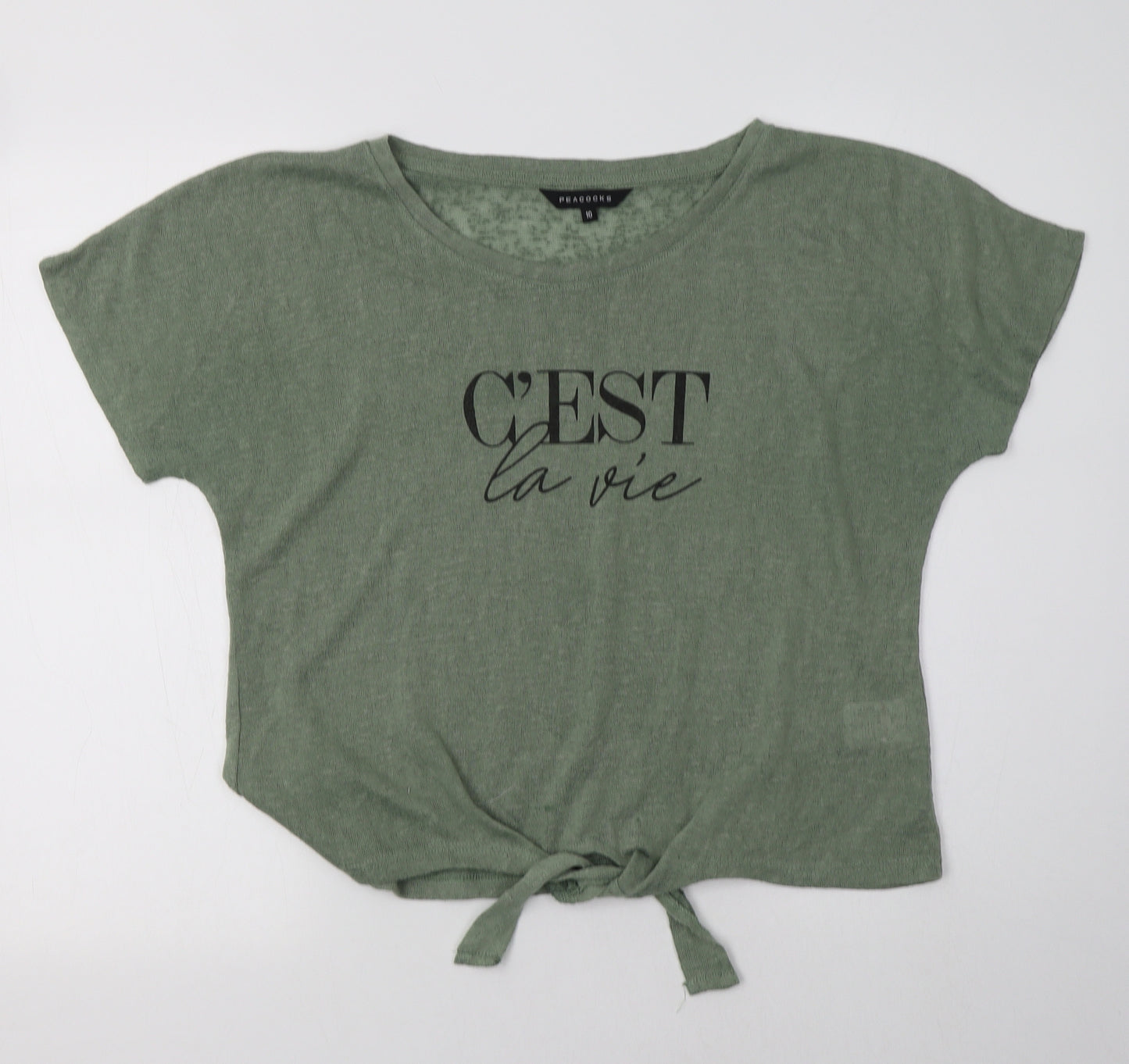 Peacocs Womens Green  Polyester Basic Blouse Size 10 Boat Neck - C'est La Vie