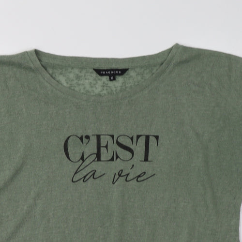 Peacocs Womens Green  Polyester Basic Blouse Size 10 Boat Neck - C'est La Vie