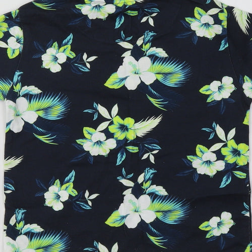 NEXT Boys Blue Floral Cotton Basic T-Shirt Size 5-6 Years Crew Neck
