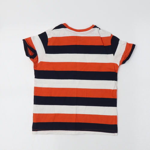 Primark Girls Multicoloured Striped Cotton Basic T-Shirt Size 5-6 Years Crew Neck