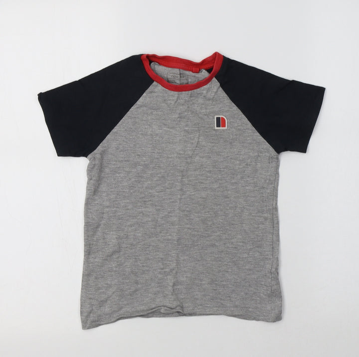 NEXT Boys Grey Colourblock Cotton Basic Polo Size 5 Years Crew Neck
