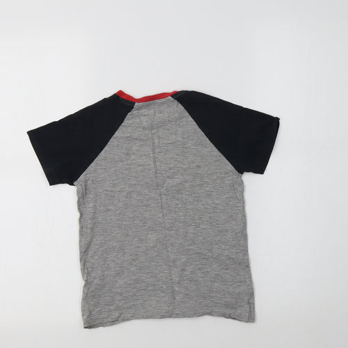 NEXT Boys Grey Colourblock Cotton Basic Polo Size 5 Years Crew Neck