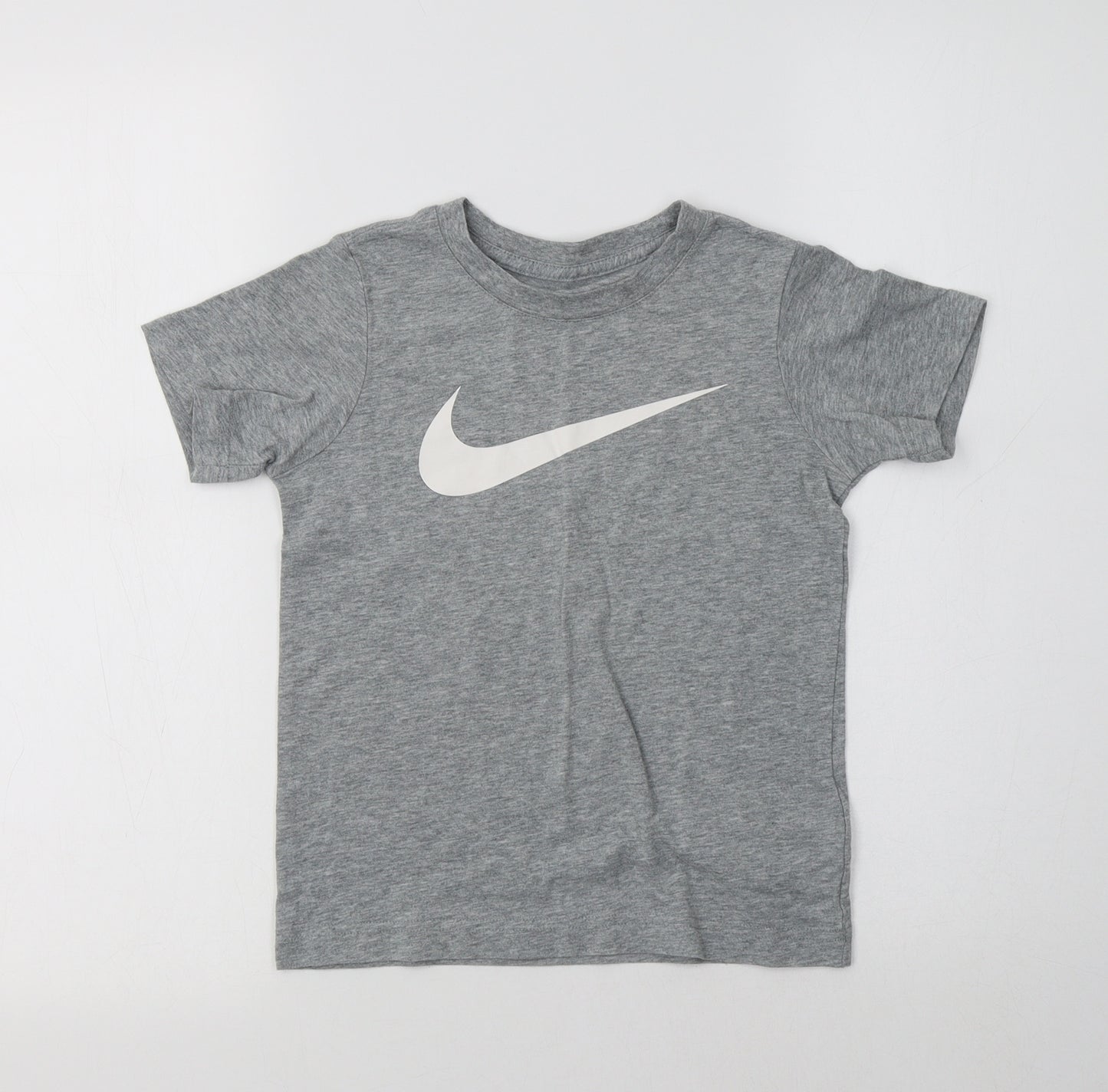 Nike Girls Grey  Cotton Basic T-Shirt Size 6-7 Years Crew Neck