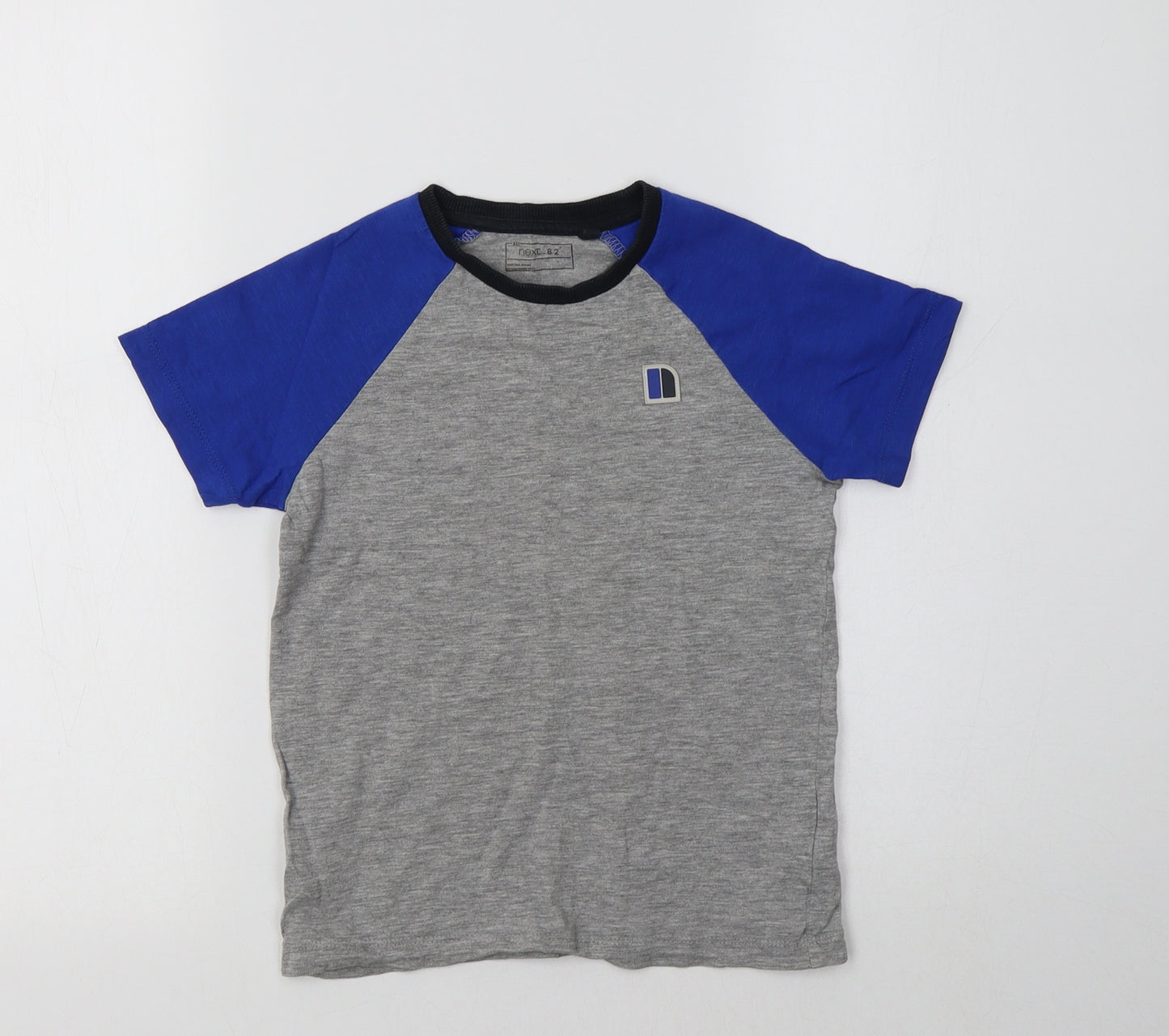 NEXT Girls Grey Colourblock Cotton Basic T-Shirt Size 5 Years Crew Neck