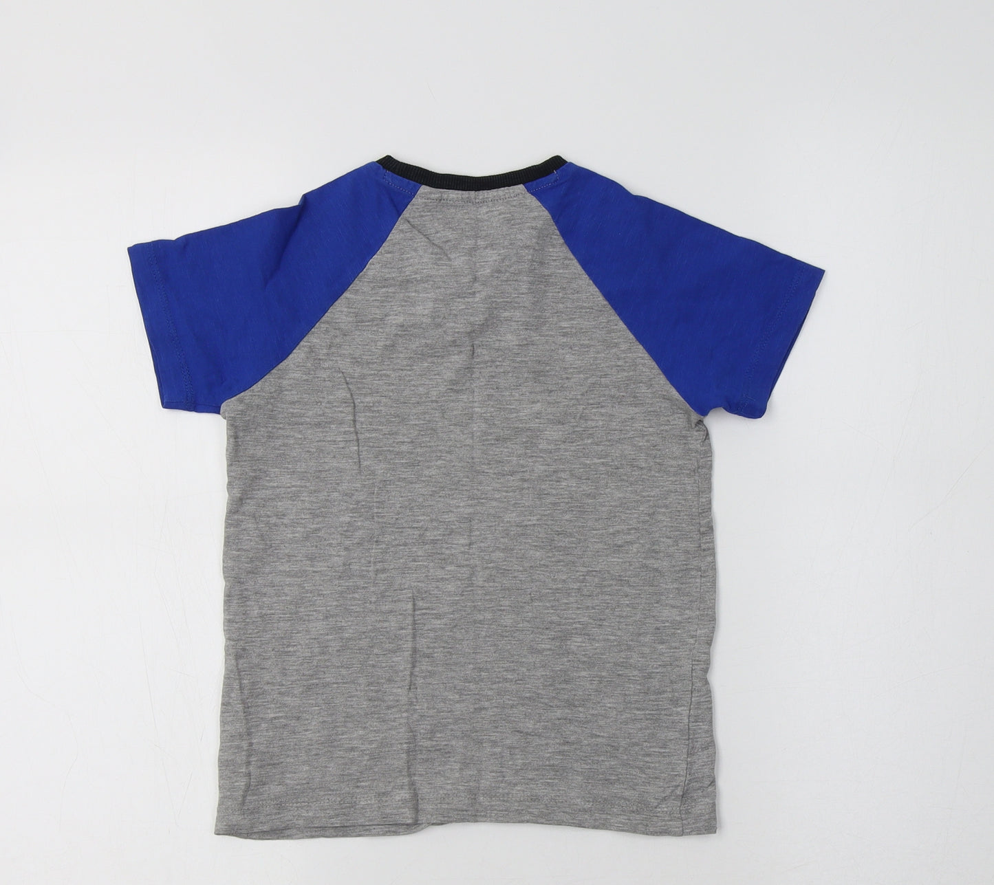 NEXT Girls Grey Colourblock Cotton Basic T-Shirt Size 5 Years Crew Neck
