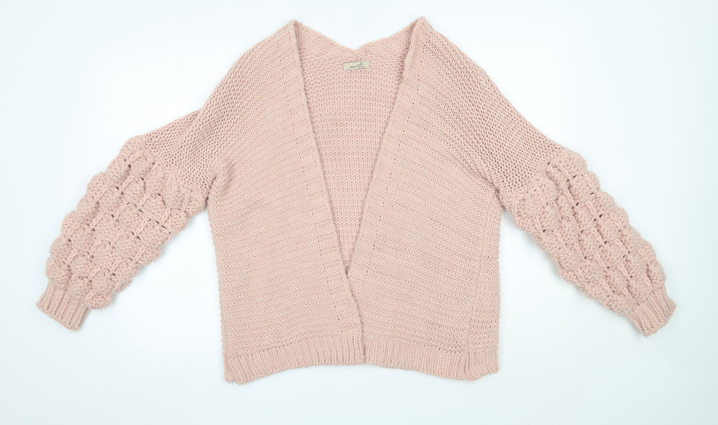Preworn Womens Pink V-Neck  Acrylic Cardigan Jumper Size L   - Made in Italy