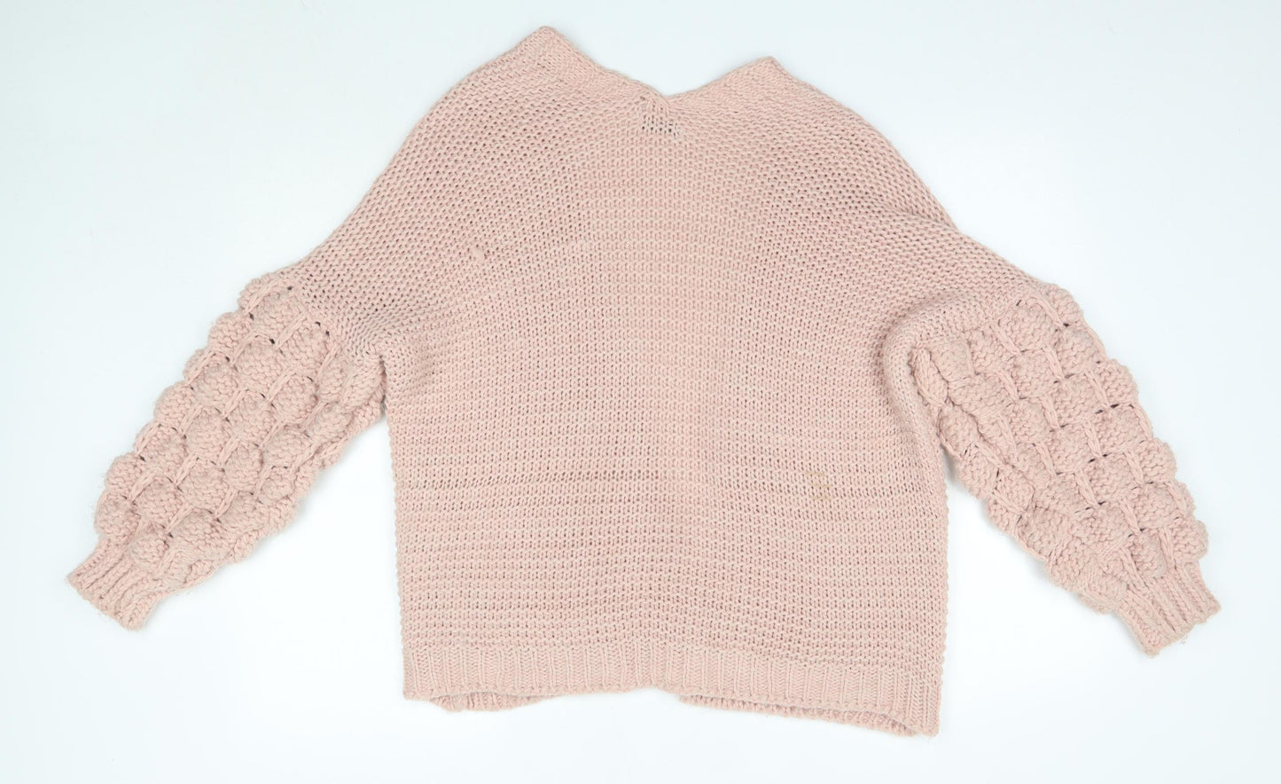 Preworn Womens Pink V-Neck  Acrylic Cardigan Jumper Size L   - Made in Italy