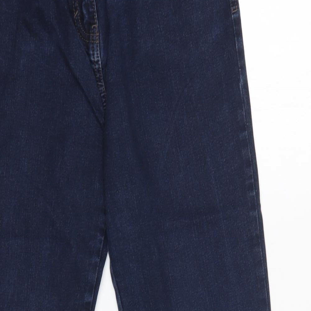 M&S Womens Blue  Cotton Straight Jeans Size 12 L29 in Regular