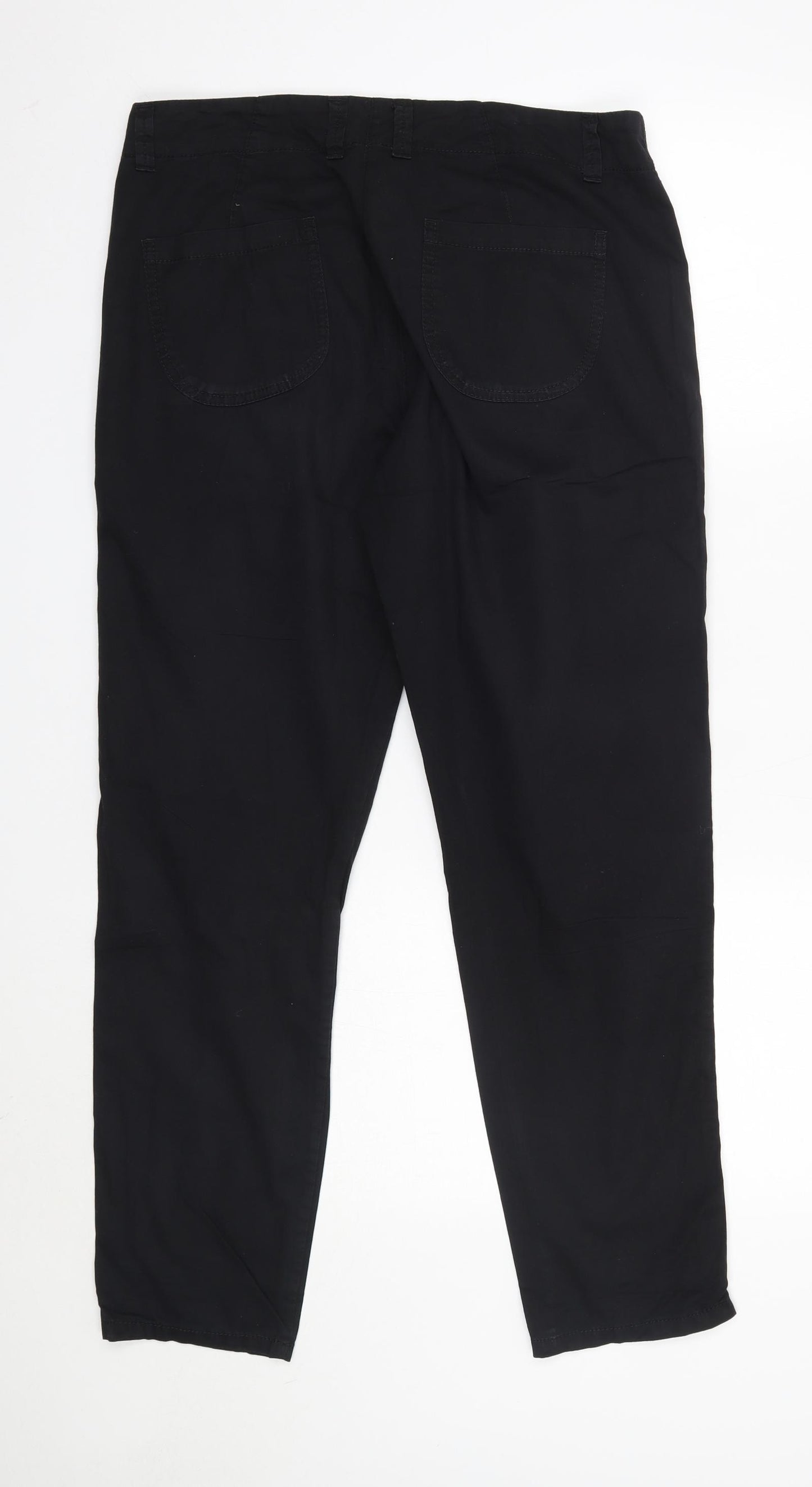 M&S Womens Black  Cotton Trousers  Size 12 L29 in Regular