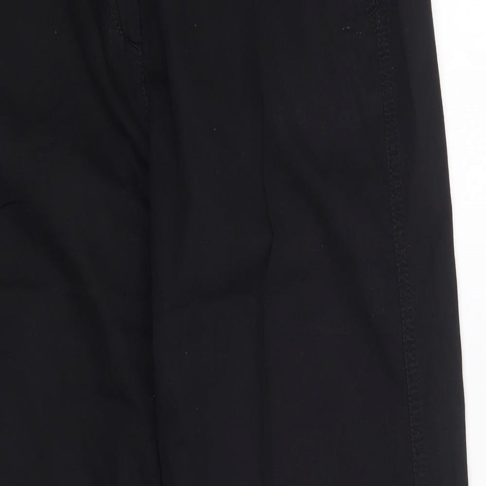 M&S Womens Black  Cotton Trousers  Size 12 L29 in Regular