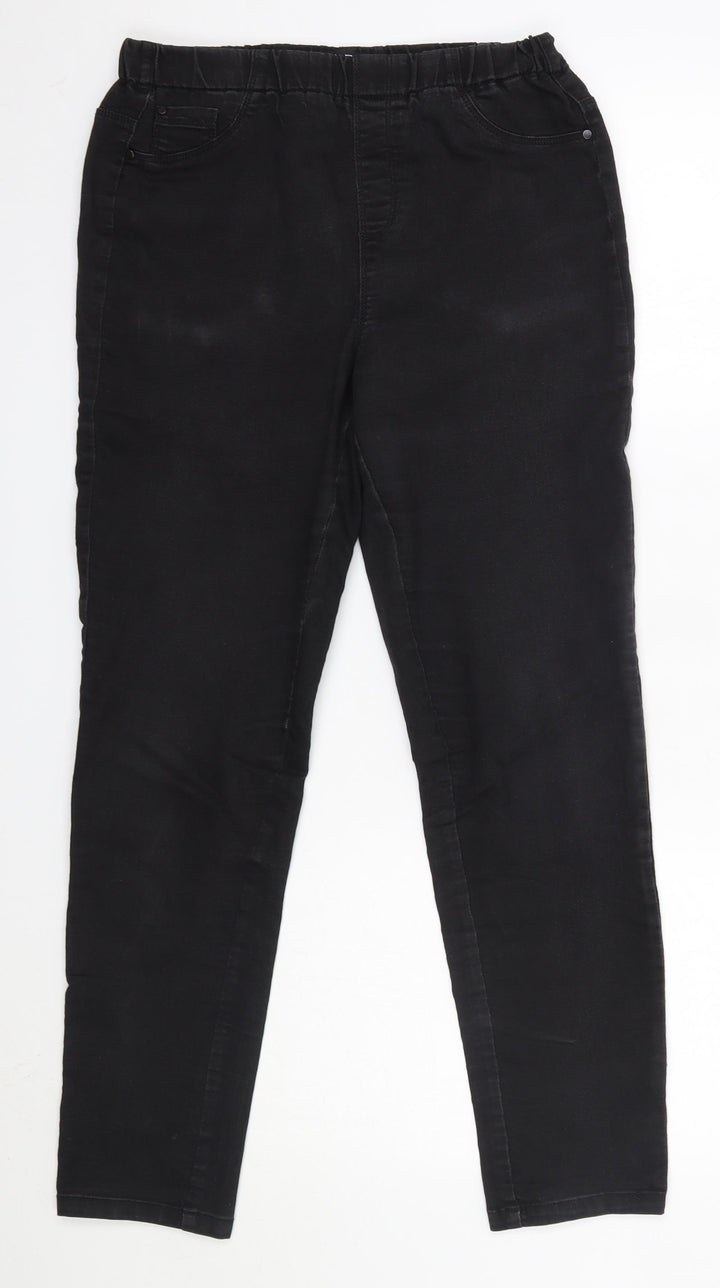 Peacocks Womens Black Cotton Skinny Jeans Size 12 L28 in Regular