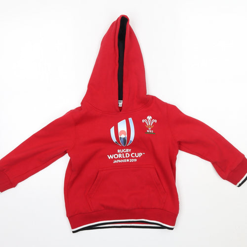 World Rugby Cup Boys Red  Cotton Pullover Hoodie Size 3-4 Years