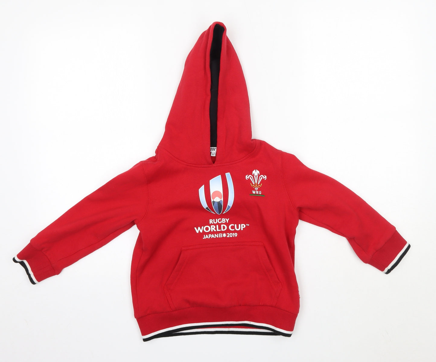 World Rugby Cup Boys Red  Cotton Pullover Hoodie Size 3-4 Years