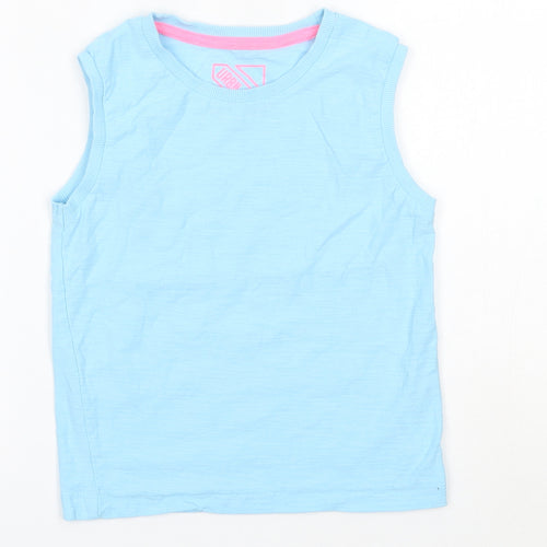 Matalan Girls Blue  100% Cotton Basic Tank Size 6 Years Round Neck