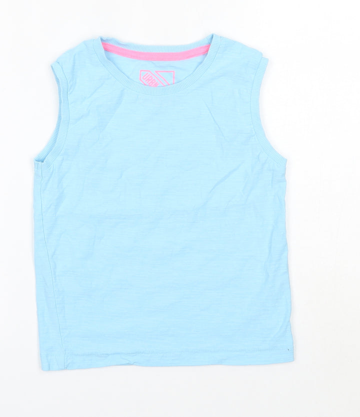 Matalan Girls Blue  100% Cotton Basic Tank Size 6 Years Round Neck
