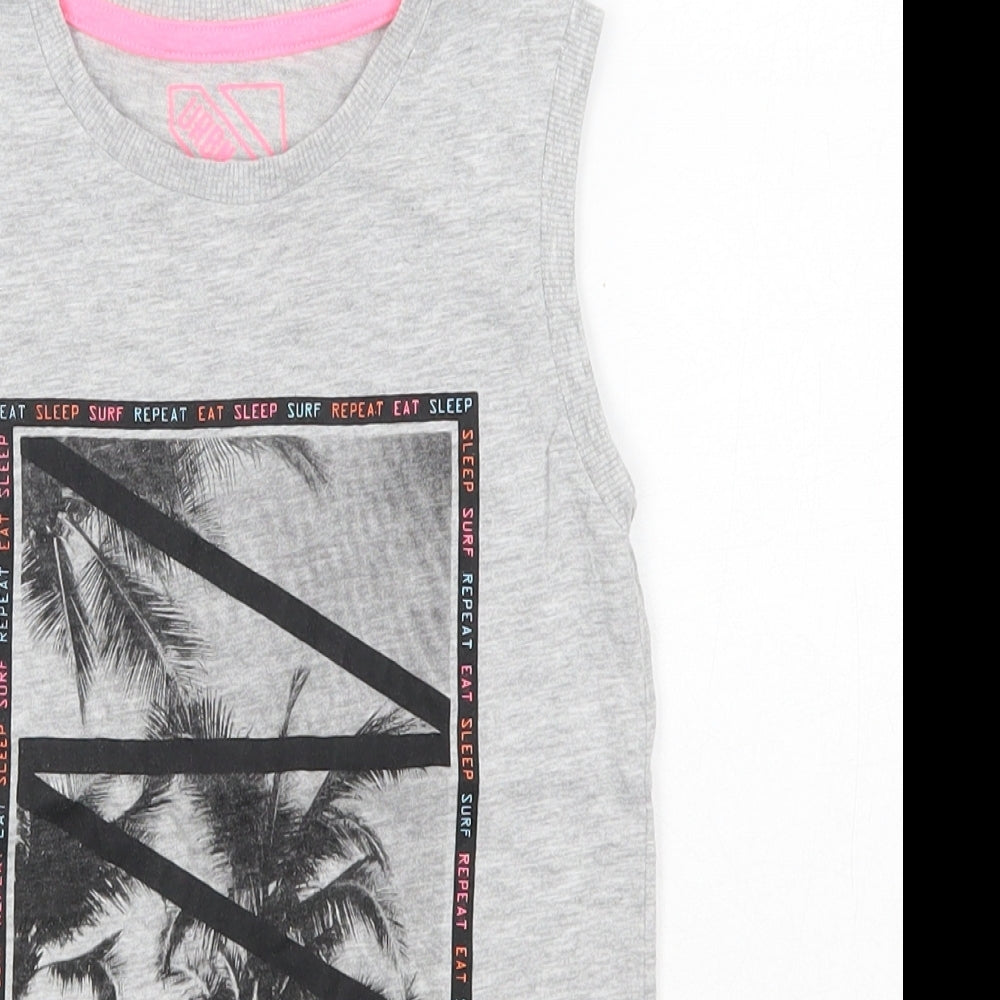 Matalan Girls Grey  Cotton Basic Tank Size 6 Years Round Neck