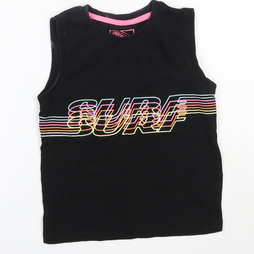Matalan Girls Black  100% Cotton Basic Tank Size 6 Years Round Neck