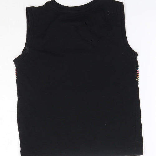 Matalan Girls Black  100% Cotton Basic Tank Size 6 Years Round Neck