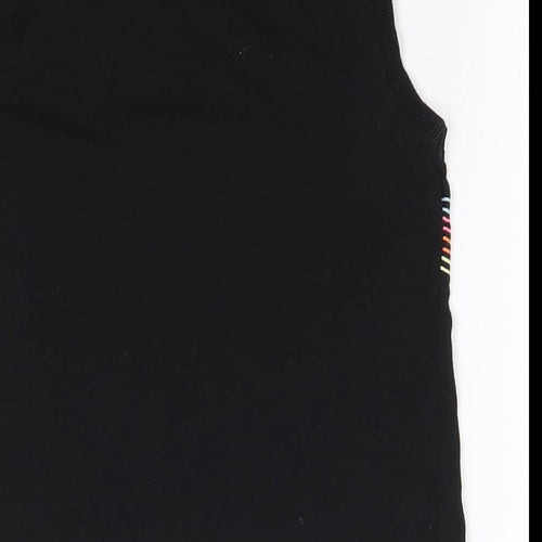 Matalan Girls Black  100% Cotton Basic Tank Size 6 Years Round Neck
