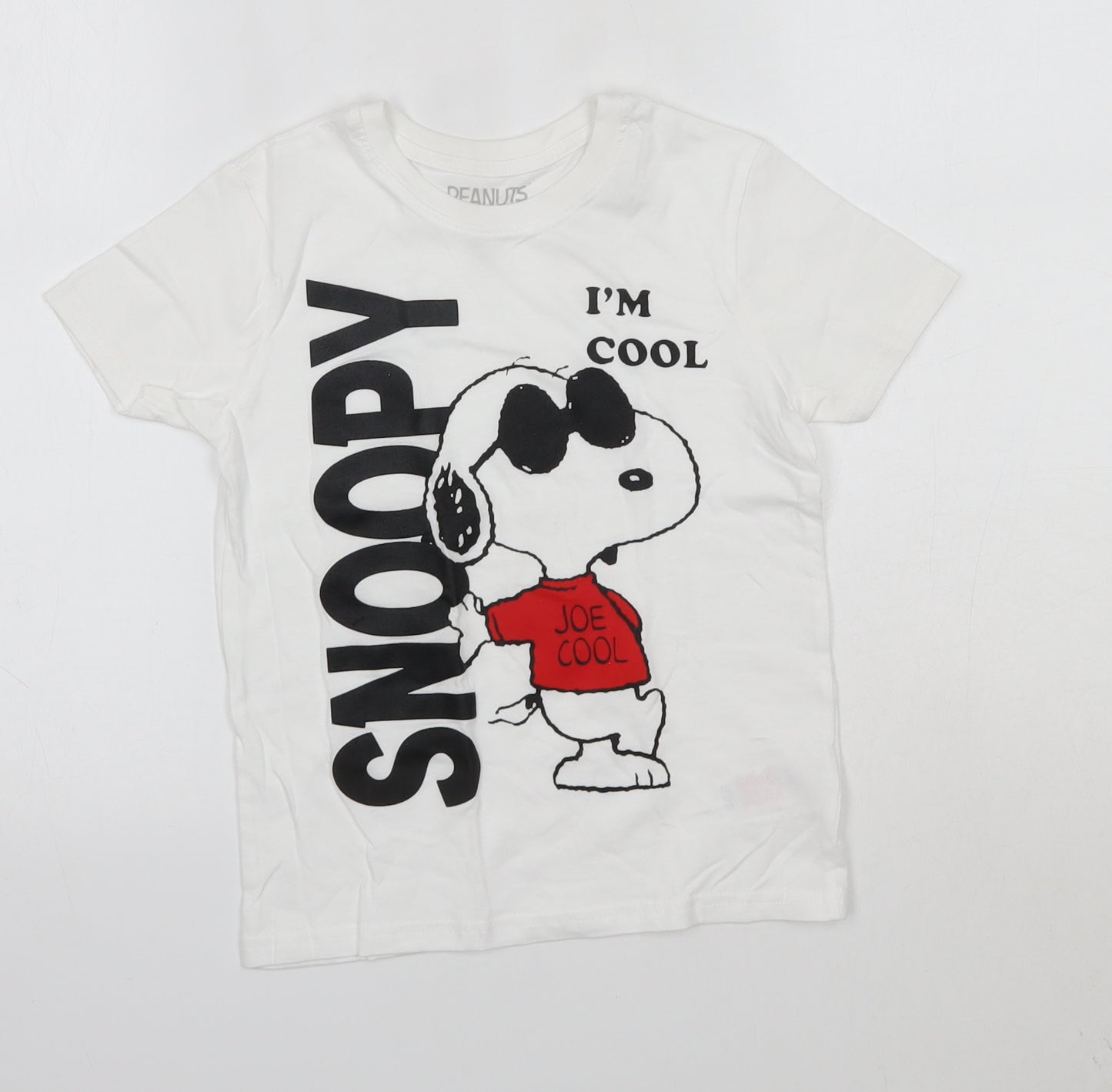 Primark Boys White  100% Cotton Basic T-Shirt Size 7 Years Round Neck